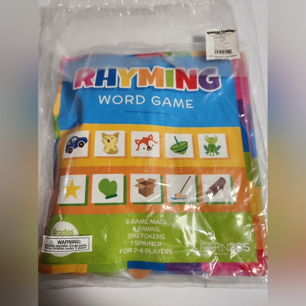Rhyming Word Game Pre K to Grade 1 Learning (2-8 Players) Homeschool Materials